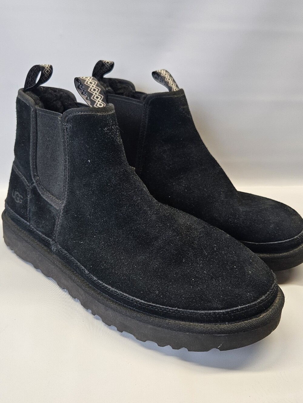 UGG Boots Neumel Chelsea Black Mens 14 Suede Pull On Lined Minimalist